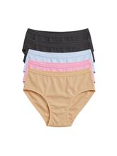 Mid Waist Hipster Panty With Outer Elastic Bundle Of 5 - ( Baby Pink, Sky Blue, 2 Black & Beige) (Copy)